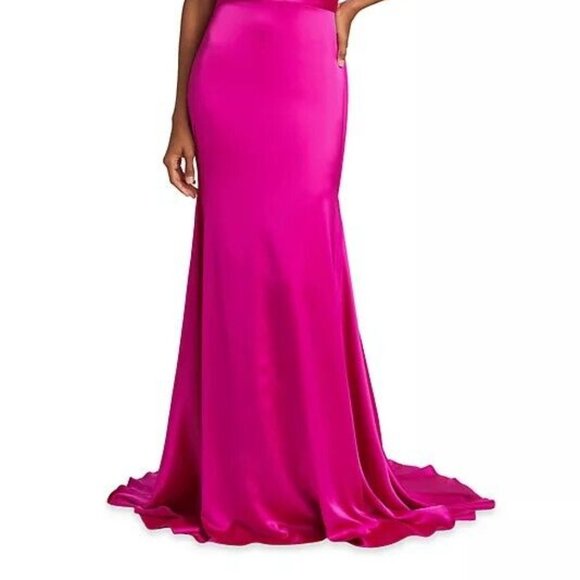 Vera Wang Bride Muriel Satin Open-Back Gown Dress Pink/ Fuchsia Size 4 - Picture 6 of 16